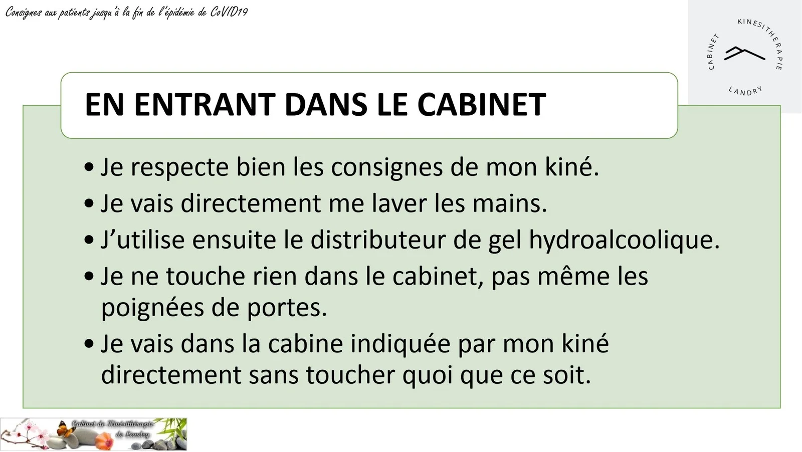 Consignes d'hygiène à respecter