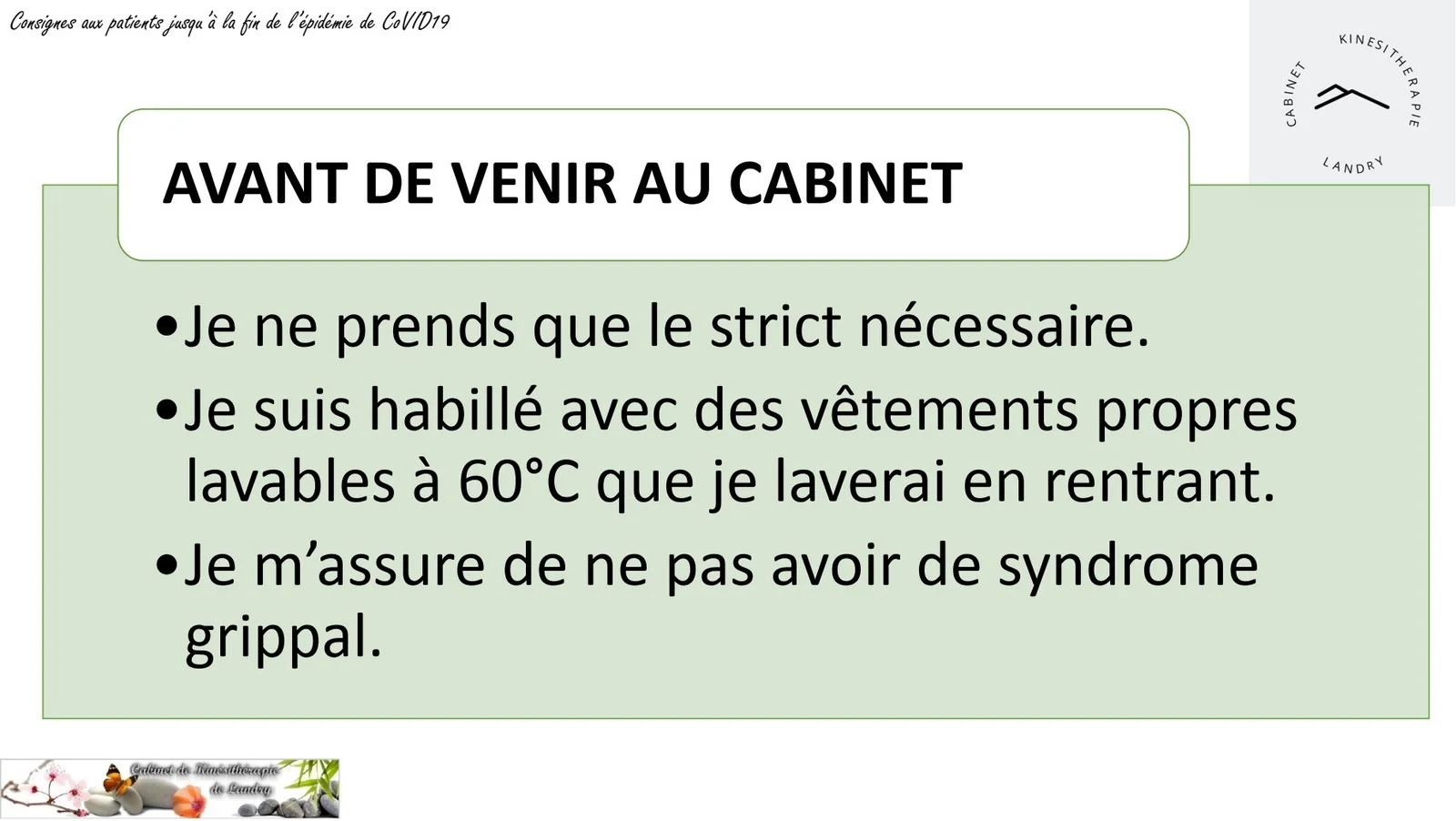Consignes d'hygiène à respecter