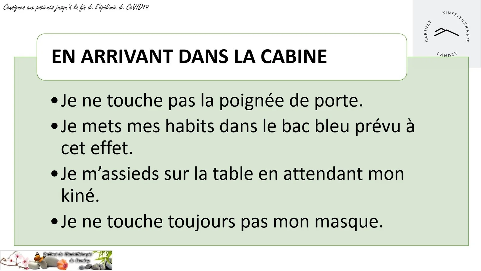 Consignes d'hygiène à respecter