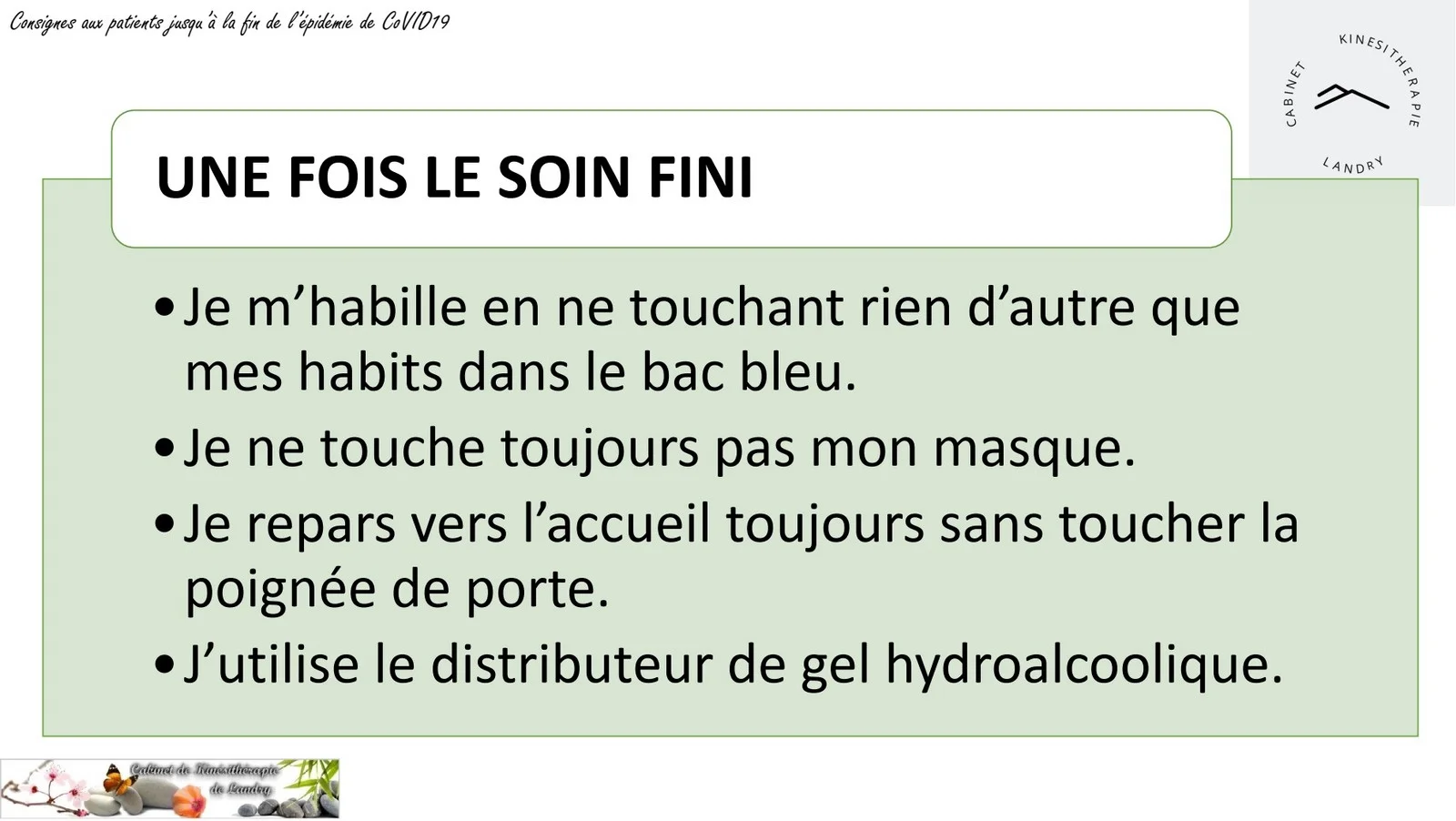 Consignes d'hygiène à respecter