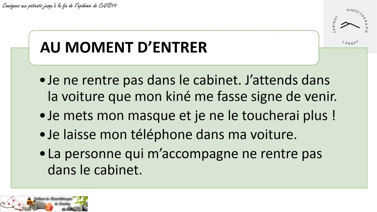Consignes d'hygiène à respecter
